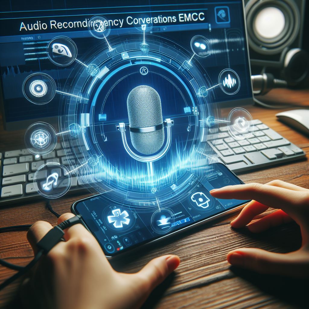 To hender med en mobiltelefon som viser en mikrofon